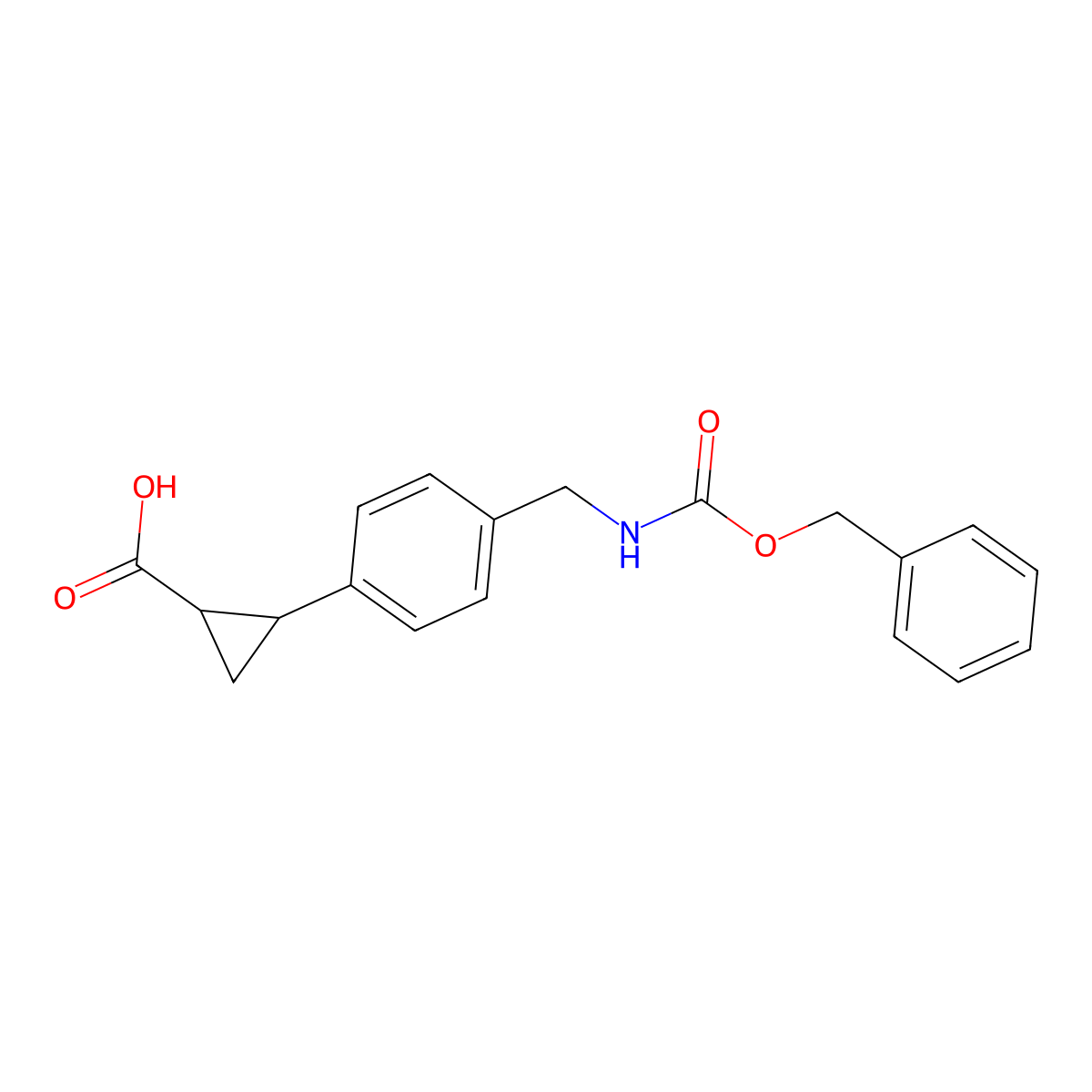 rac-(1R,2R)-2-[4-({[(benzyloxy)carbonyl]amino}methyl)phenyl]cyclopropane-1-carboxylic acid molecular structure, CAS 2580102-00-5