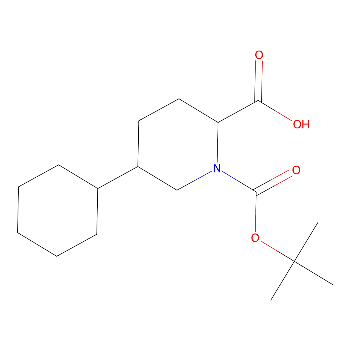 rac-(2R,5S)-1-[(tert-butoxy)carbonyl]-5-cyclohexylpiperidine-2-carboxylic acid molecular structure, CAS 2580102-06-1