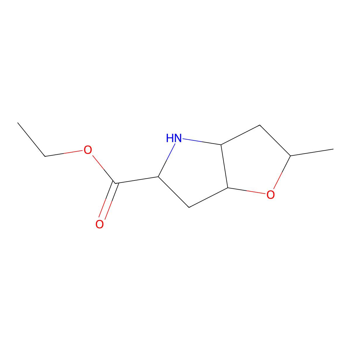 rac-ethyl (2R,3aS,5R,6aS)-2-methyl-hexahydro-2H-furo[3,2-b]pyrrole-5-carboxylate molecular structure, CAS 2580102-08-3