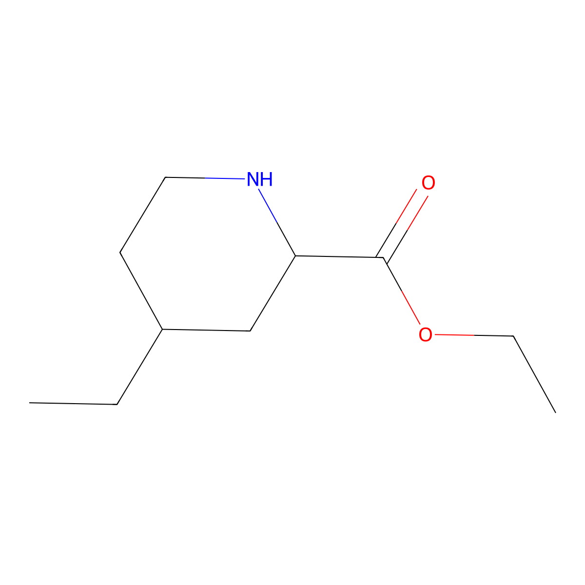 rac-ethyl (2R,4S)-4-ethylpiperidine-2-carboxylate molecular structure, CAS 2580102-16-3