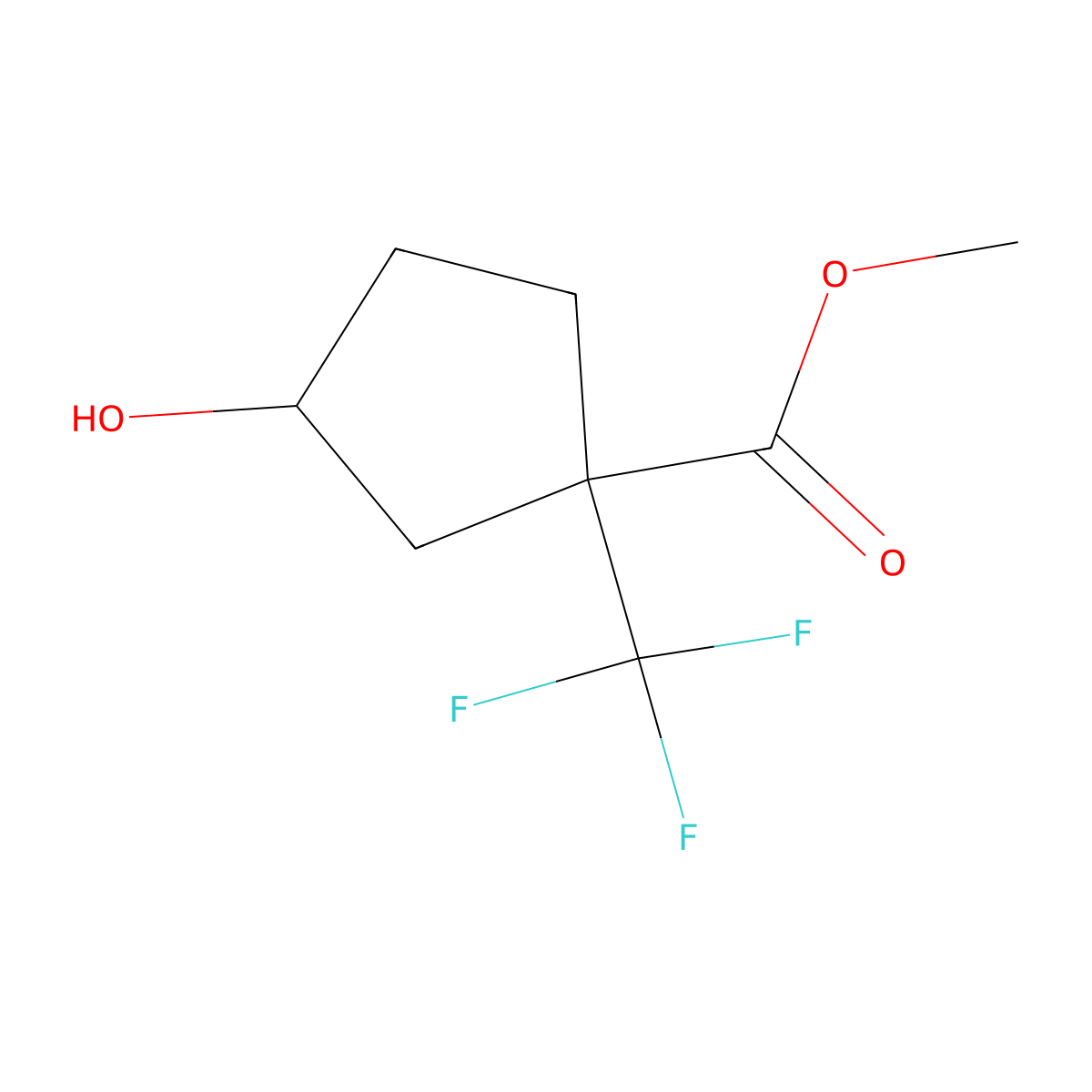 Methyl (1S,3S)-3-hydroxy-1-(trifluoromethyl)cyclopentane-1-carboxylate molecular structure, CAS 2580102-24-3
