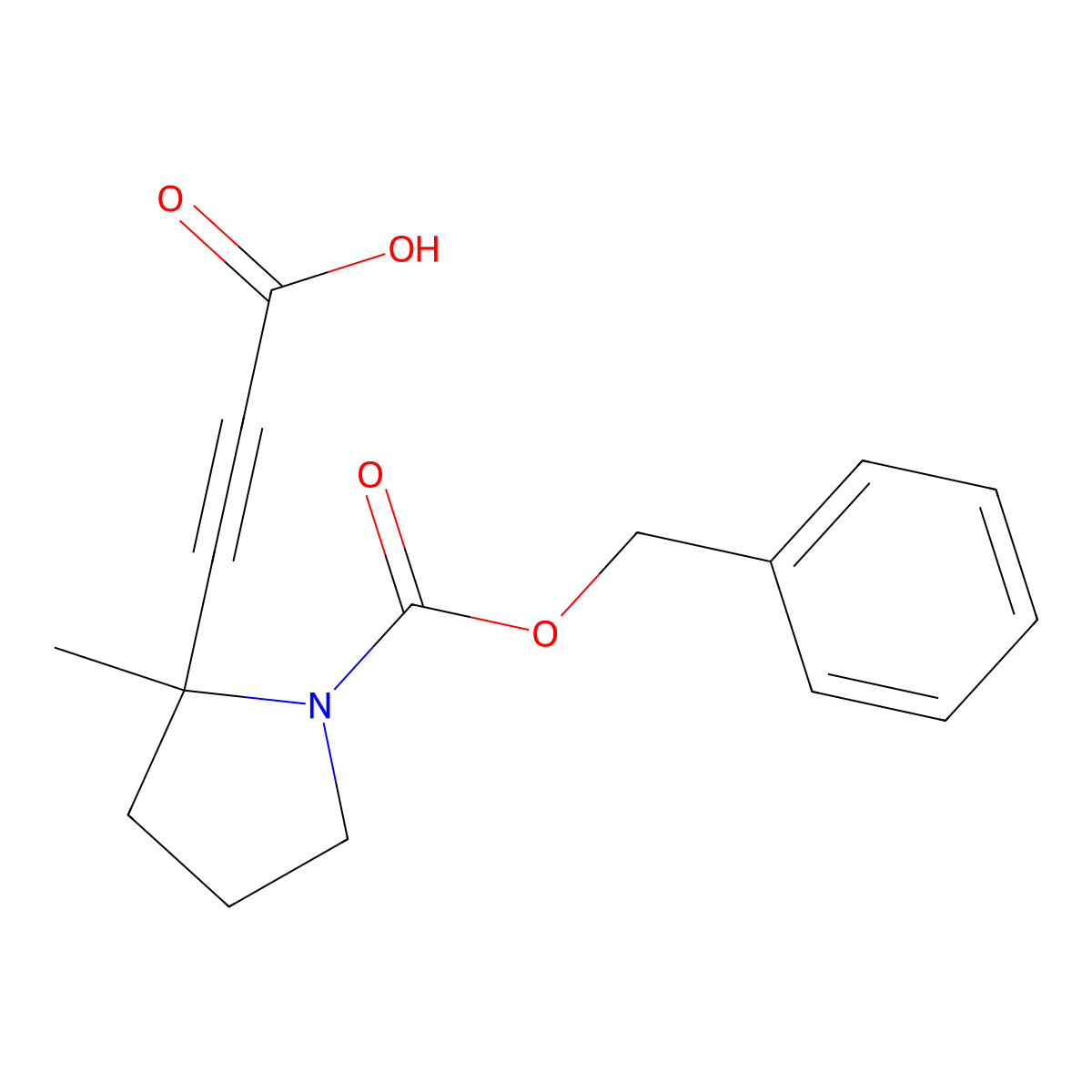 3-[(2R)-1-[(benzyloxy)carbonyl]-2-methylpyrrolidin-2-yl]prop-2-ynoic acid molecular structure, CAS 2580102-27-6