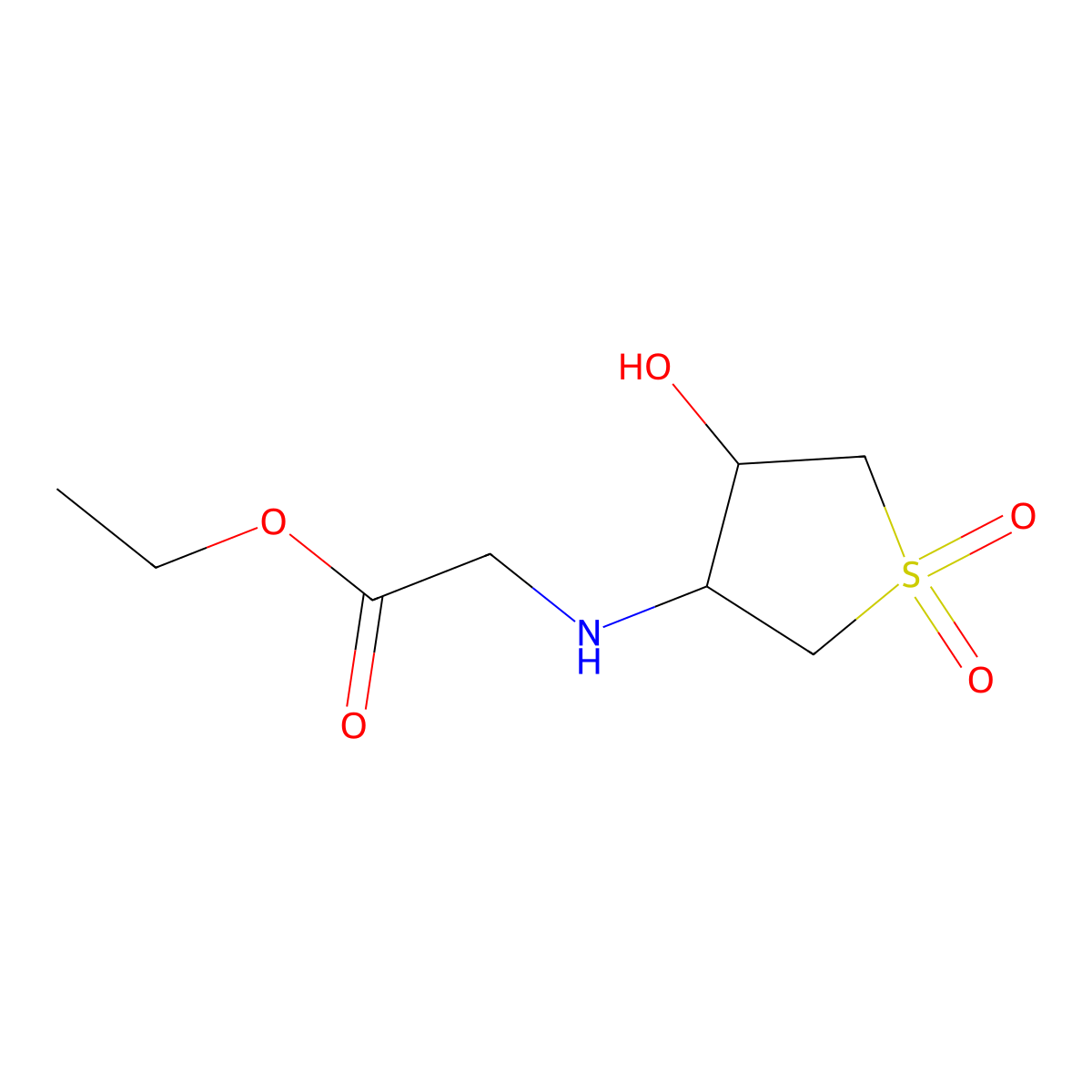 rac-ethyl 2-{[(3R,4S)-4-hydroxy-1,1-dioxo-1lambda6-thiolan-3-yl]amino}acetate molecular structure, CAS 2580102-30-1