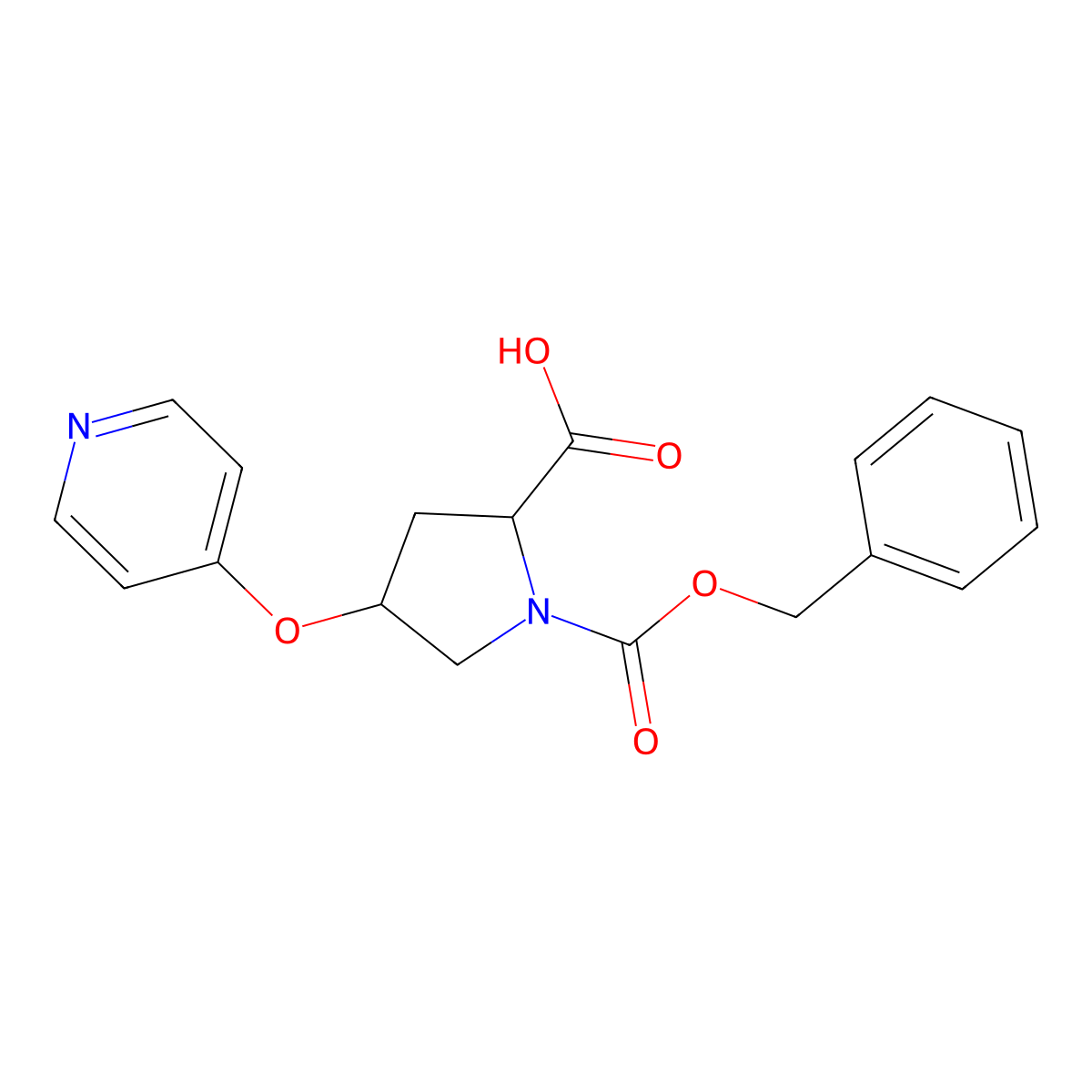 (2S,4S)-1-[(benzyloxy)carbonyl]-4-(pyridin-4-yloxy)pyrrolidine-2-carboxylic acid molecular structure, CAS 2580102-40-3