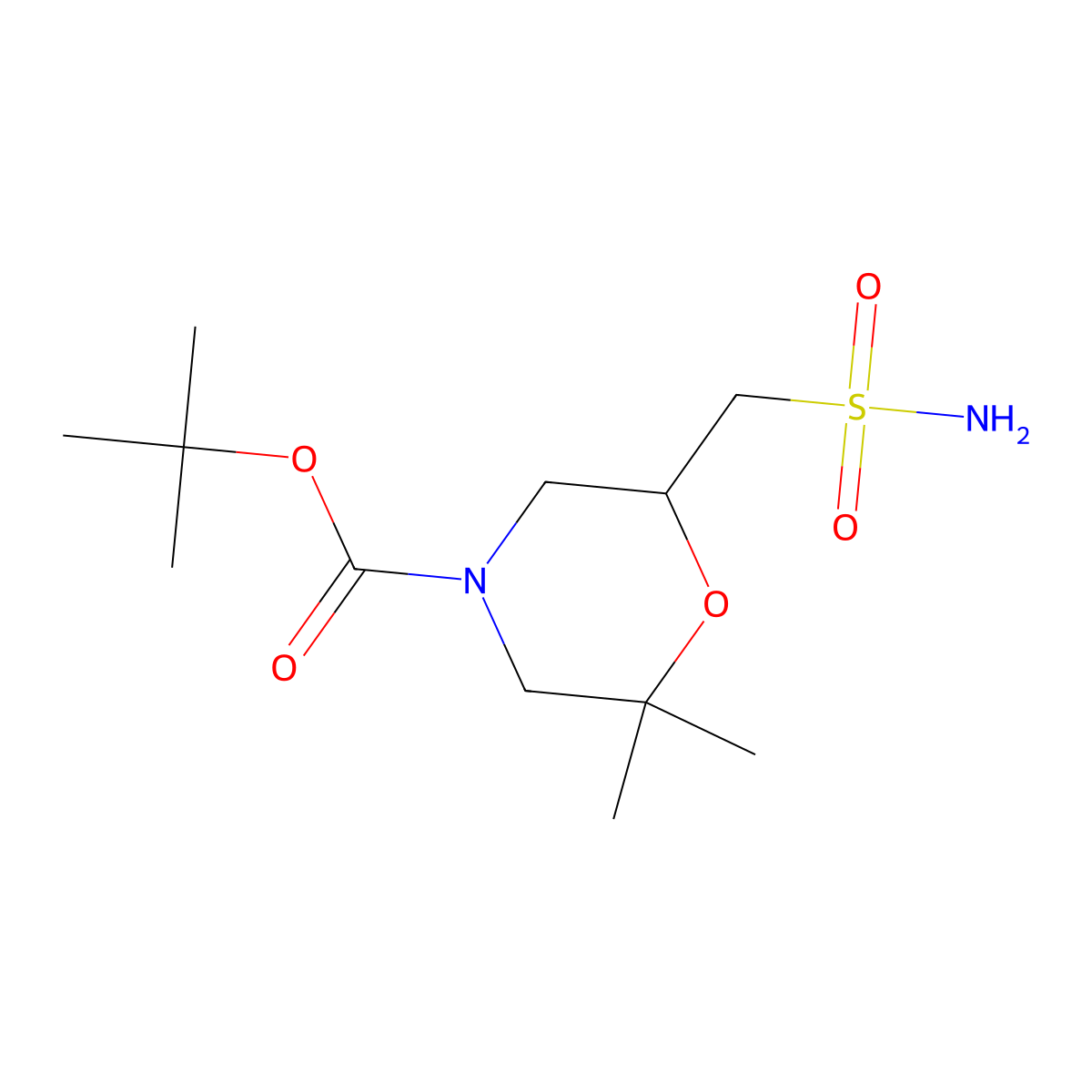tert-butyl (6R)-2,2-dimethyl-6-(sulfamoylmethyl)morpholine-4-carboxylate molecular structure, CAS 2580102-49-2