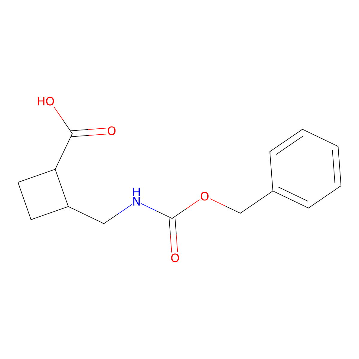 rac-(1R,2S)-2-({[(benzyloxy)carbonyl]amino}methyl)cyclobutane-1-carboxylic acid molecular structure, CAS 2580102-69-6