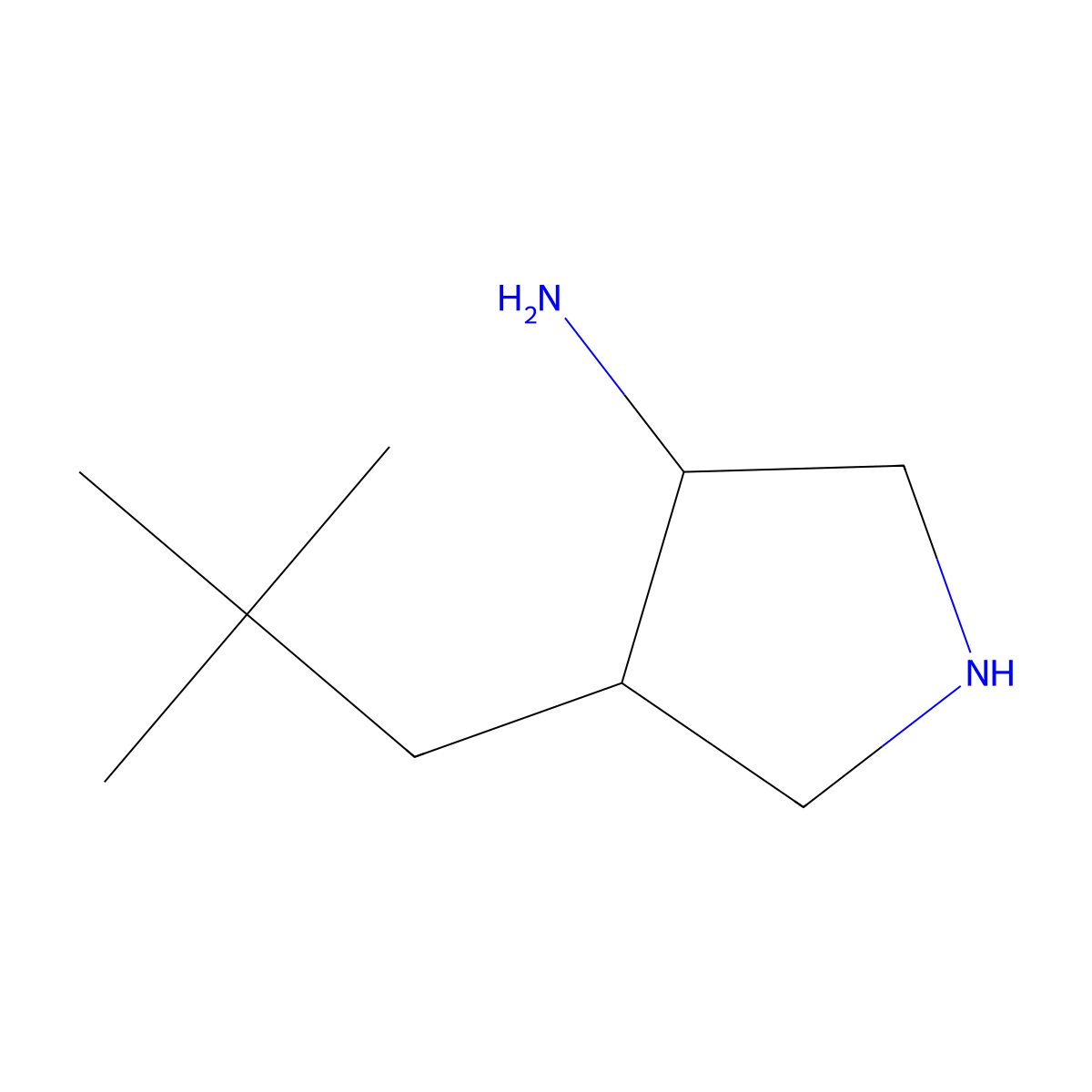 rac-(3R,4S)-4-(2,2-dimethylpropyl)pyrrolidin-3-amine molecular structure, CAS 2580102-70-9
