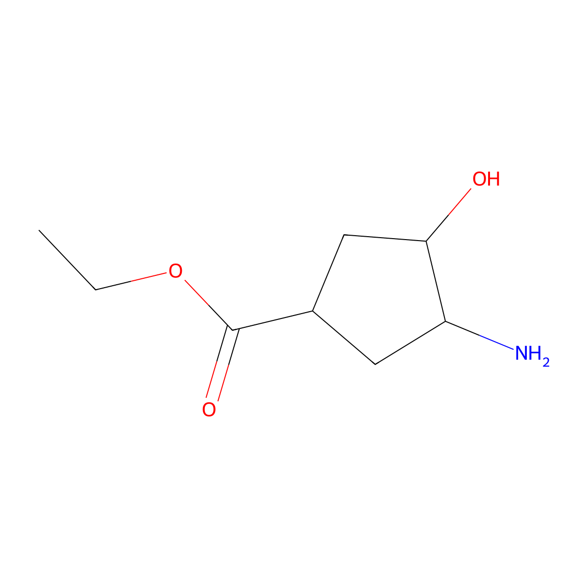 rac-ethyl (1R,3S,4S)-3-amino-4-hydroxycyclopentane-1-carboxylate molecular structure, CAS 2580102-83-4