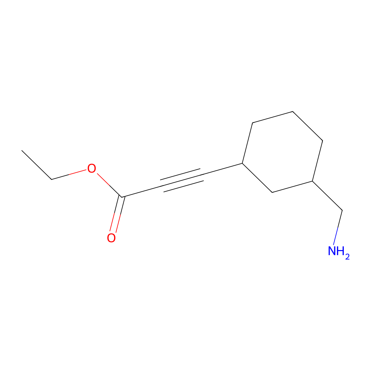 rac-ethyl 3-[(1R,3S)-3-(aminomethyl)cyclohexyl]prop-2-ynoate molecular structure, CAS 2580102-89-0