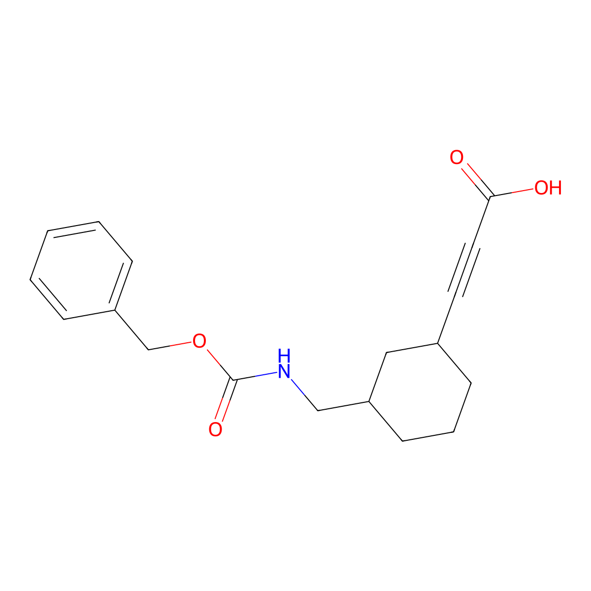 rac-3-[(1R,3S)-3-({[(benzyloxy)carbonyl]amino}methyl)cyclohexyl]prop-2-ynoic acid molecular structure, CAS 2580102-91-4