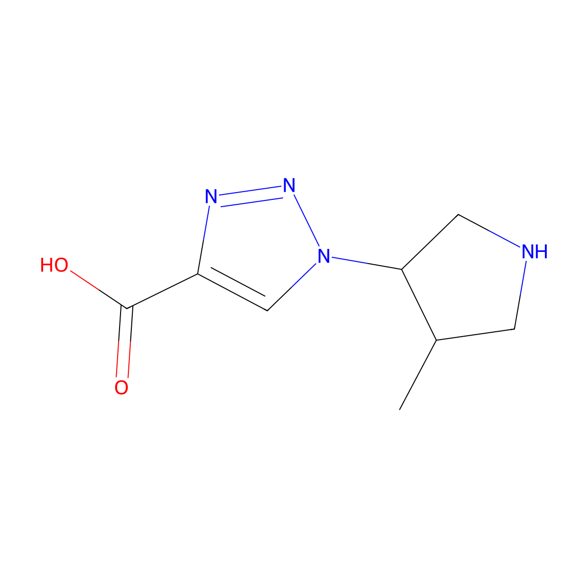 rac-1-[(3R,4S)-4-methylpyrrolidin-3-yl]-1H-1,2,3-triazole-4-carboxylic acid molecular structure, CAS 2580102-96-9
