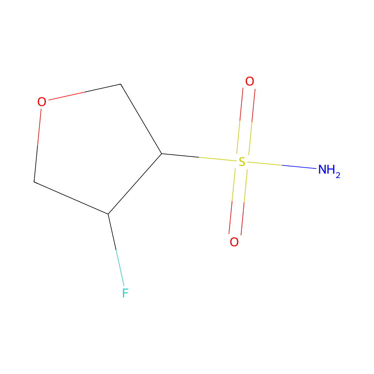 rac-(3R,4S)-4-fluorooxolane-3-sulfonamide molecular structure, CAS 2580102-97-0