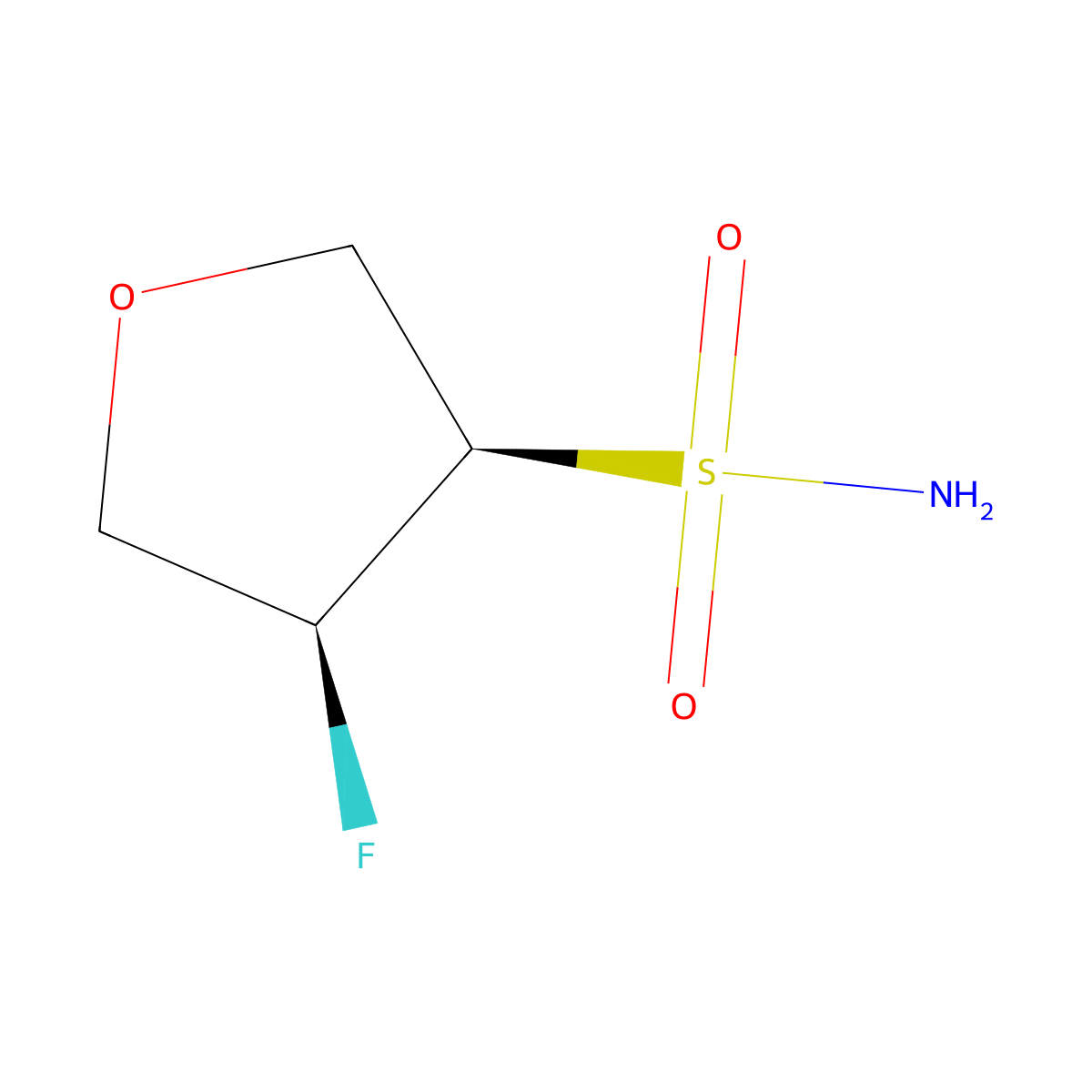 rac-(3R,4S)-4-fluorooxolane-3-sulfonamide molecular structure, CAS 2580102-97-0