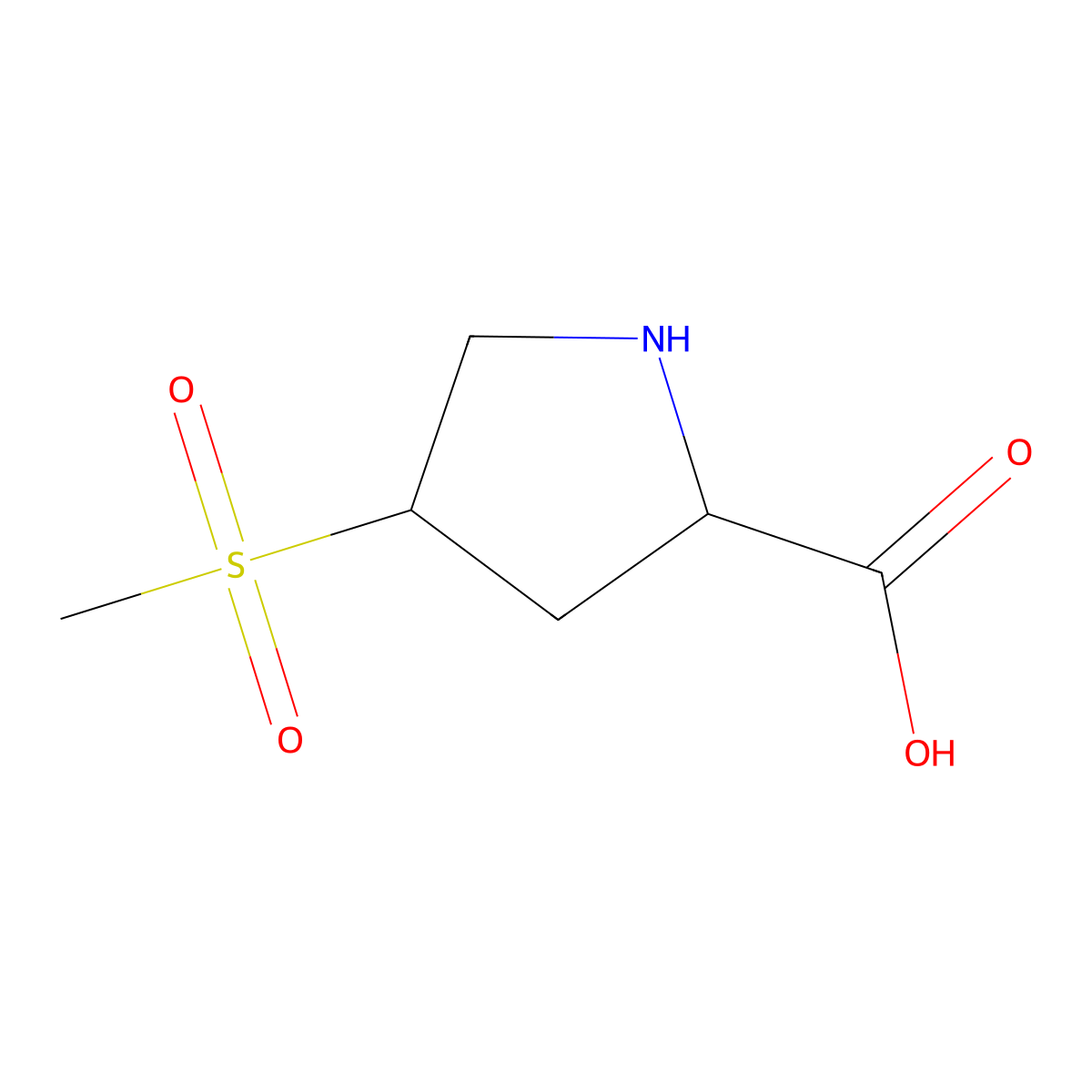 (2R,4S)-4-methanesulfonylpyrrolidine-2-carboxylic acid molecular structure, CAS 2580102-99-2
