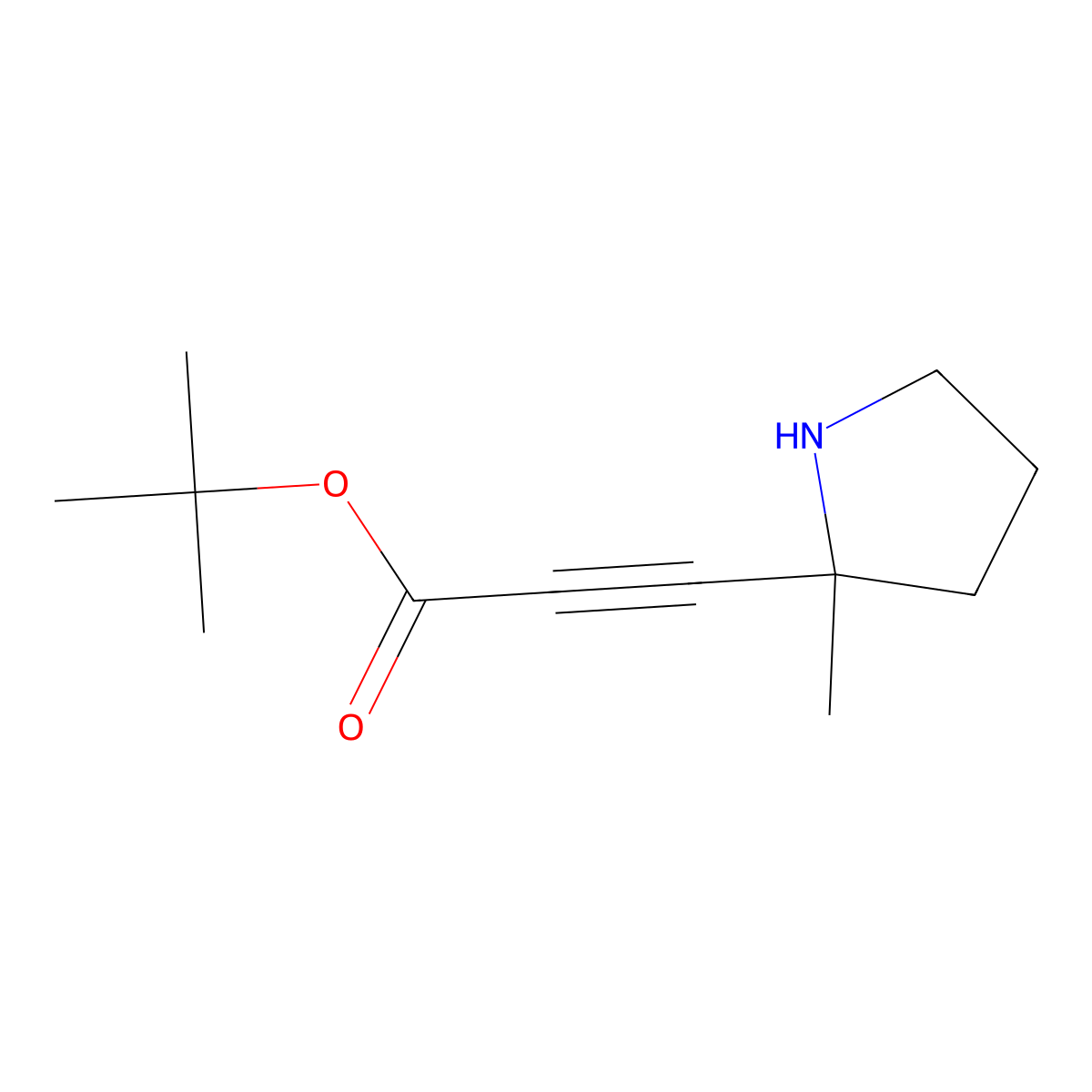 tert-butyl 3-[(2S)-2-methylpyrrolidin-2-yl]prop-2-ynoate molecular structure, CAS 2580103-00-8