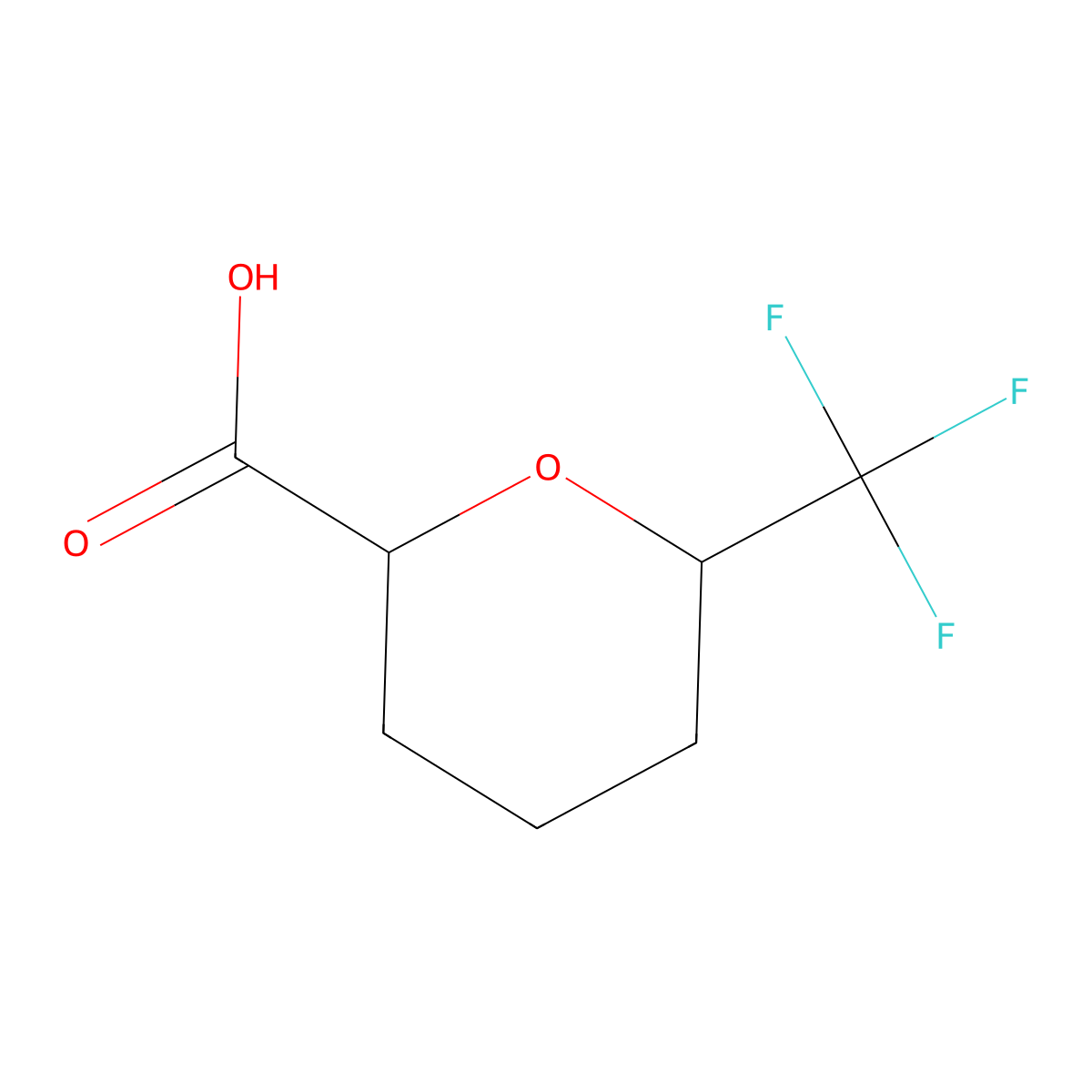 rac-(2R,6S)-6-(trifluoromethyl)oxane-2-carboxylicacid molecular structure, CAS 2580103-10-0