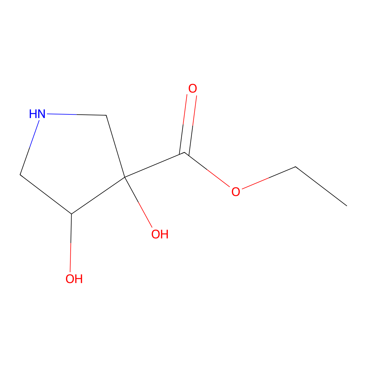 rac-ethyl (3R,4S)-3,4-dihydroxypyrrolidine-3-carboxylate molecular structure, CAS 2580103-11-1