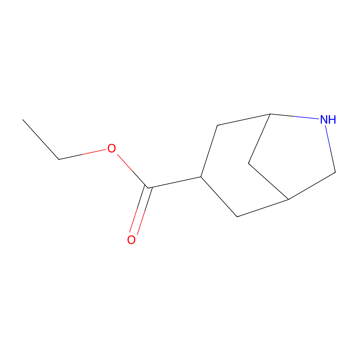 rac-ethyl (1R,3R,5R)-6-azabicyclo[3.2.1]octane-3-carboxylate molecular structure, CAS 2580103-13-3