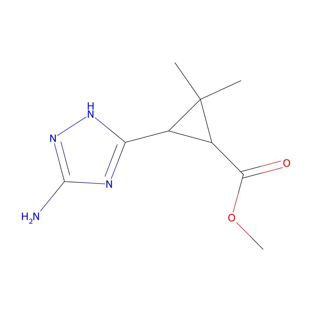 rac-methyl (1R,3S)-3-(5-amino-1H-1,2,4-triazol-3-yl)-2,2-dimethylcyclopropane-1-carboxylate molecular structure, CAS 2580103-18-8