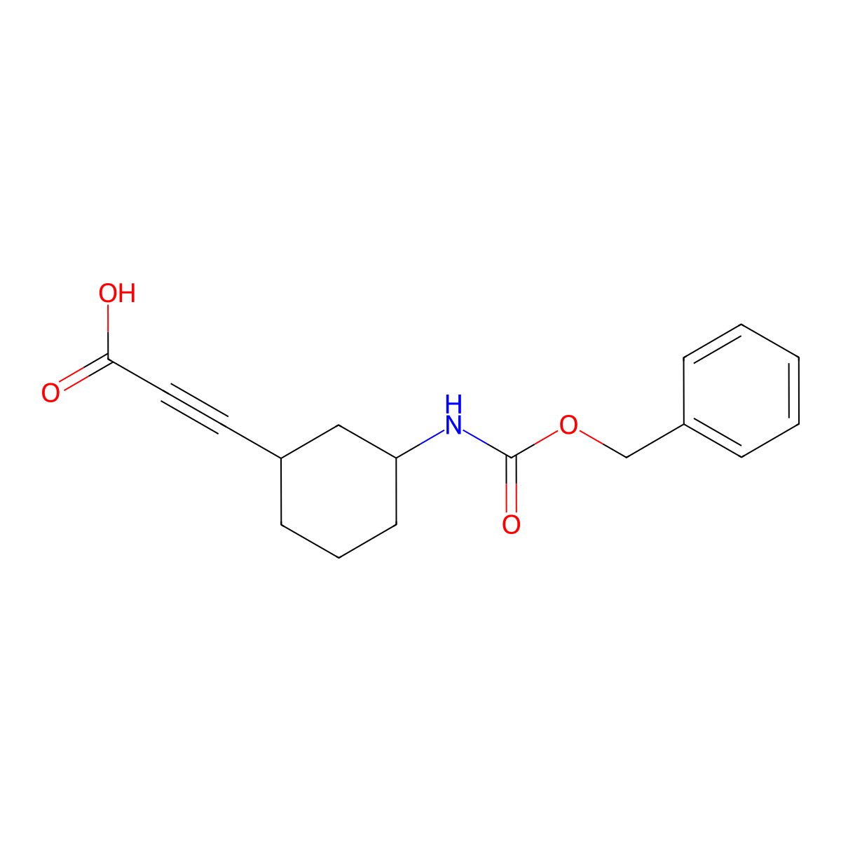 rac-3-[(1R,3S)-3-{[(benzyloxy)carbonyl]amino}cyclohexyl]prop-2-ynoic acid molecular structure, CAS 2580103-23-5