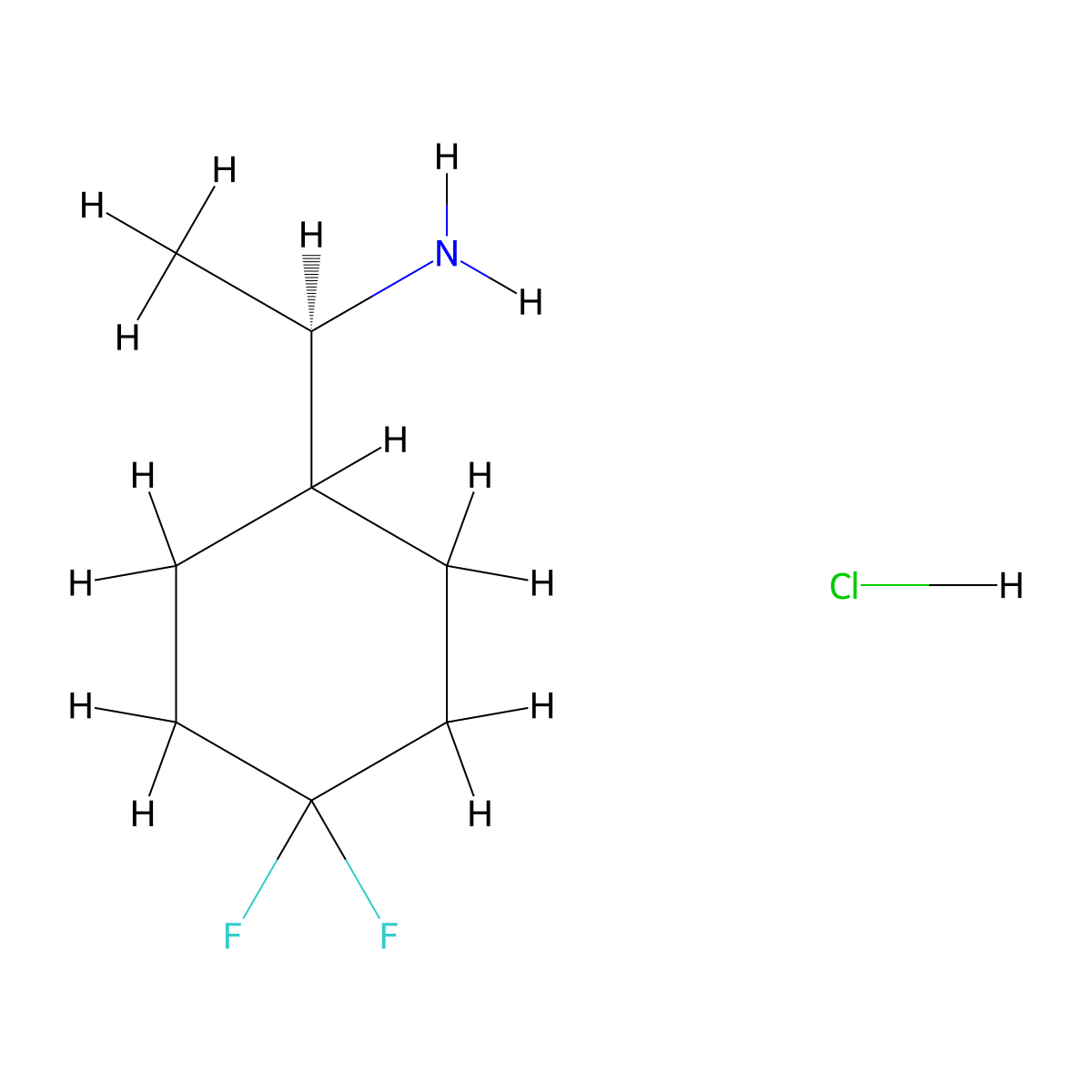 (R)-1-(4,4-Difluorocyclohexyl)ethanamine hydrochloride molecular structure, CAS 2580103-26-8