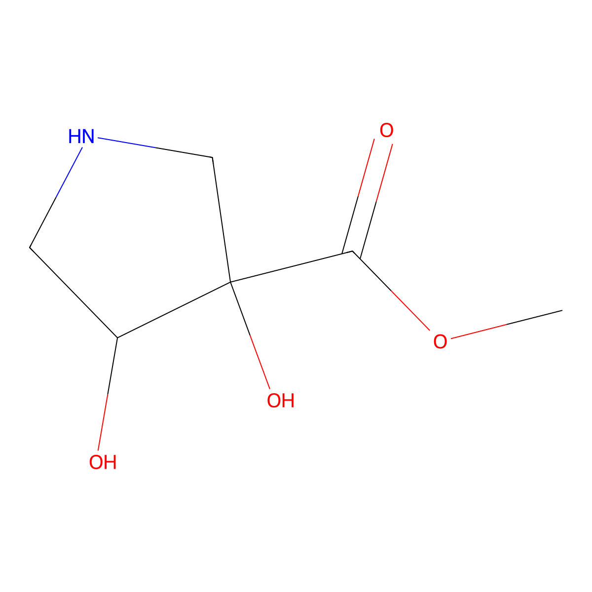 methyl (3R,4S)-3,4-dihydroxypyrrolidine-3-carboxylate molecular structure, CAS 2580103-31-5
