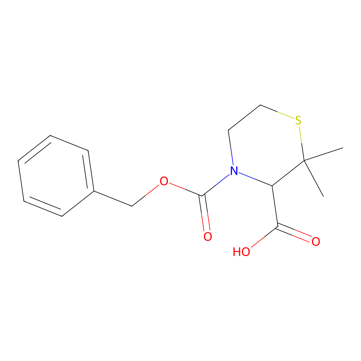 (3S)-4-[(benzyloxy)carbonyl]-2,2-dimethylthiomorpholine-3-carboxylic acid molecular structure, CAS 2580103-34-8