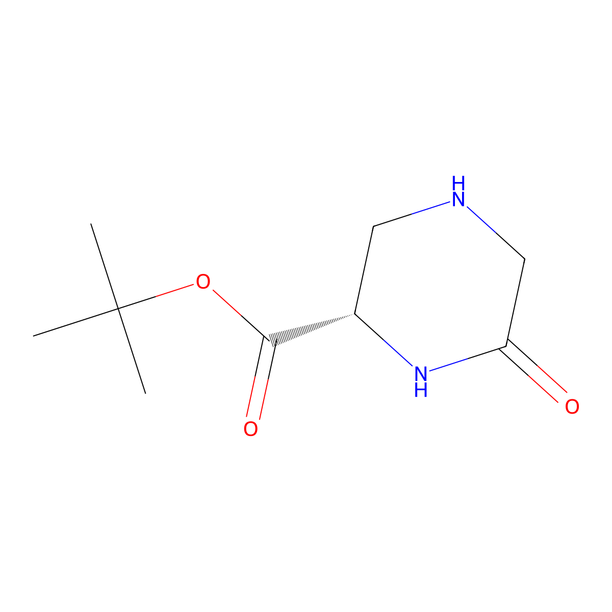 tert-butyl (2S)-6-oxopiperazine-2-carboxylate molecular structure, CAS 2580103-35-9