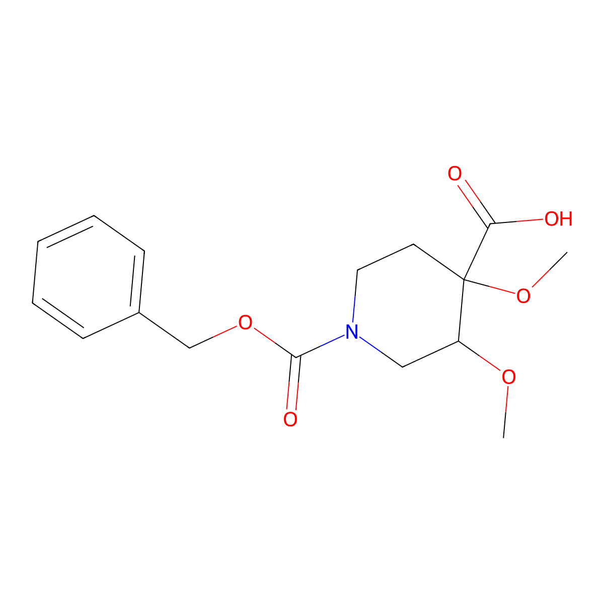 rac-(3R,4S)-1-[(benzyloxy)carbonyl]-3,4-dimethoxypiperidine-4-carboxylic acid molecular structure, CAS 2580103-40-6