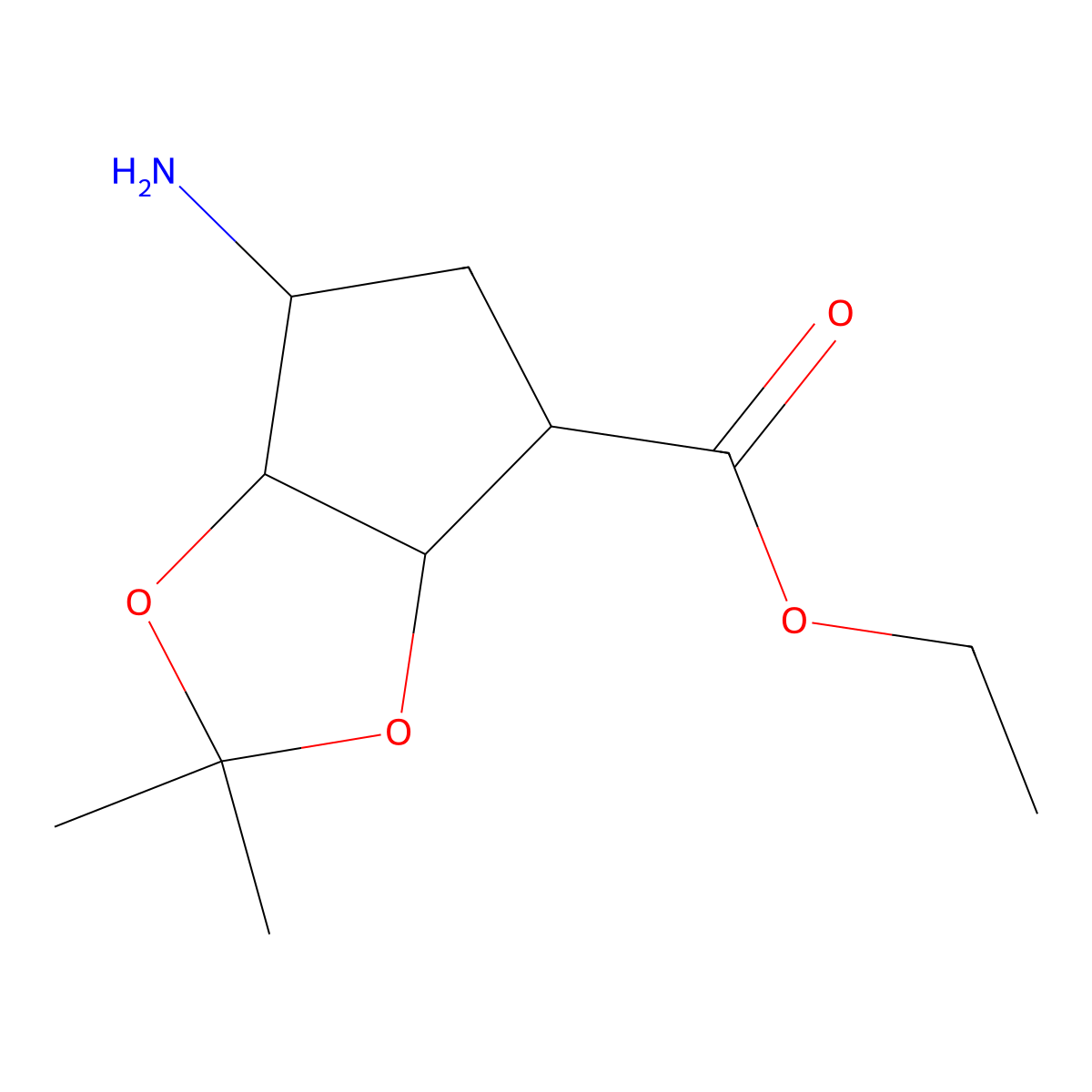 rac-ethyl (3aR,4S,6R,6aS)-6-amino-2,2-dimethyl-hexahydrocyclopenta[d][1,3]dioxole-4-carboxylate molecular structure, CAS 2580103-43-9