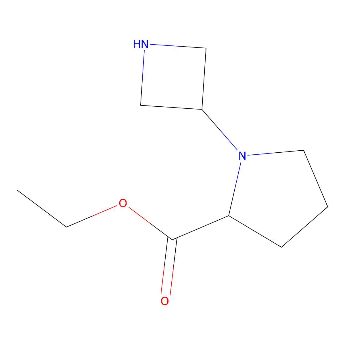 ethyl (2R)-1-(azetidin-3-yl)pyrrolidine-2-carboxylate molecular structure, CAS 2580103-52-0