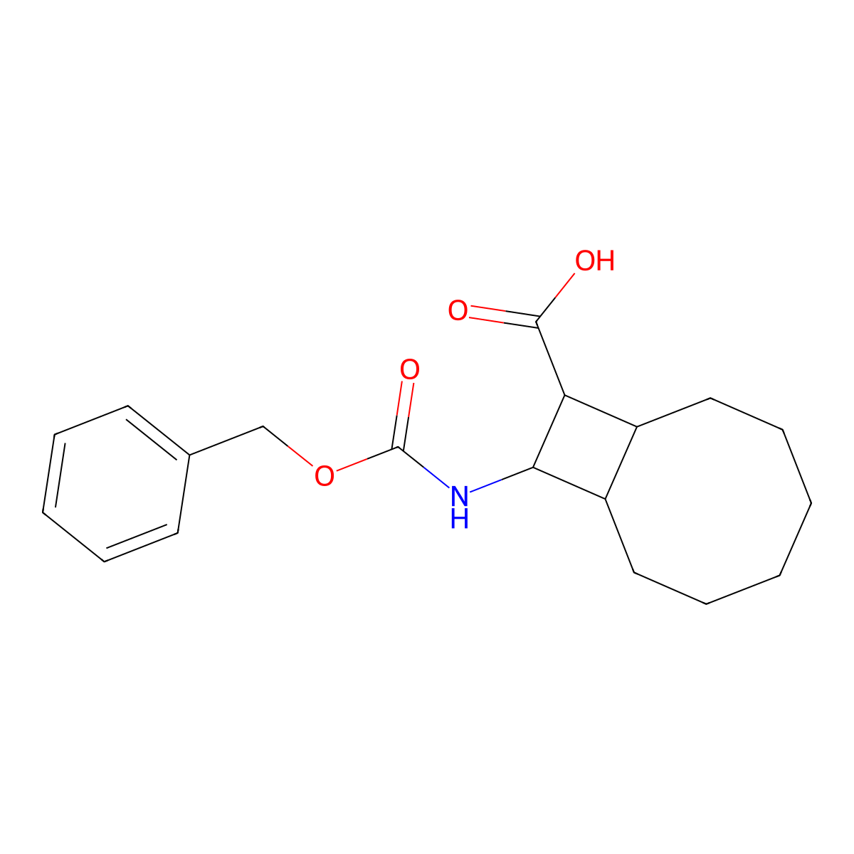 rac-(1R,8S,9S,10S)-10-{[(benzyloxy)carbonyl]amino}bicyclo[6.2.0]decane-9-carboxylic acid molecular structure, CAS 2580103-56-4