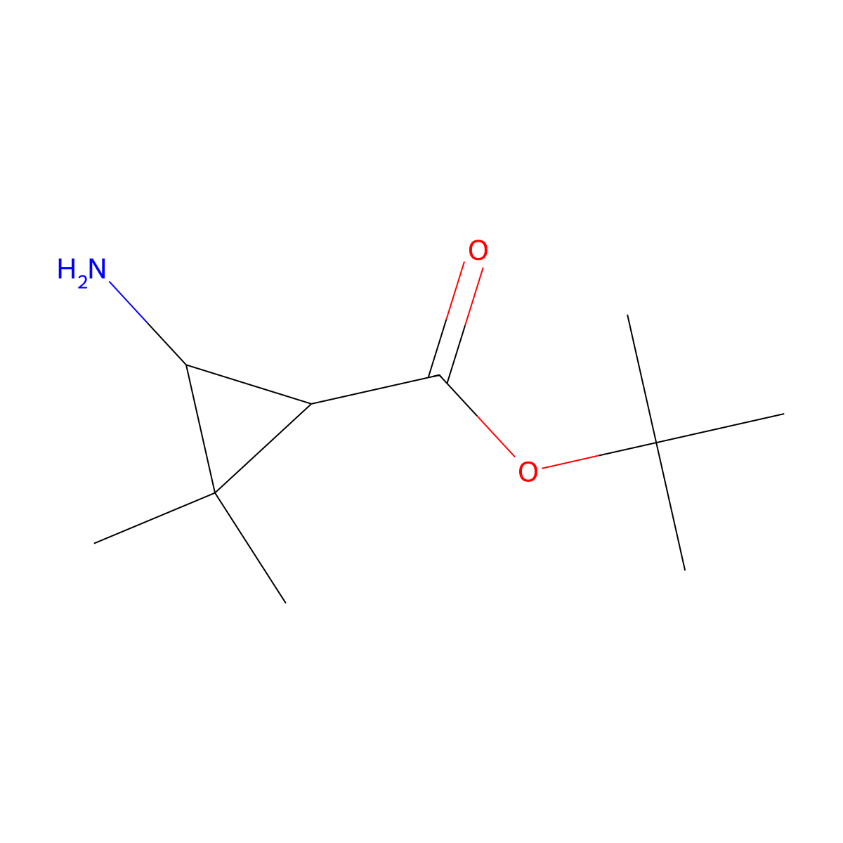 rac-tert-butyl (1R,3R)-3-amino-2,2-dimethylcyclopropane-1-carboxylate molecular structure, CAS 2580103-61-1