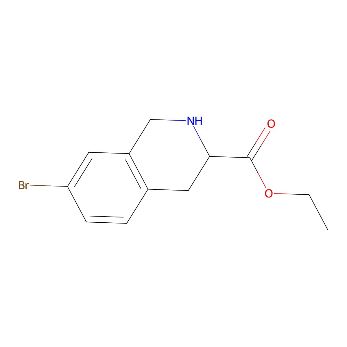 ethyl (3S)-7-bromo-1,2,3,4-tetrahydroisoquinoline-3-carboxylate molecular structure, CAS 2580103-65-5