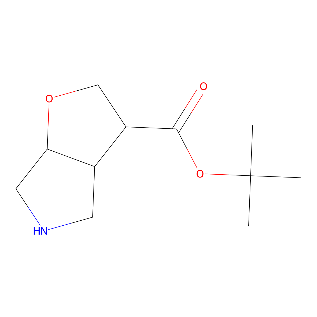 rac-tert-butyl (3R,3aR,6aR)-hexahydro-2H-furo[2,3-c]pyrrole-3-carboxylate molecular structure, CAS 2580103-72-4