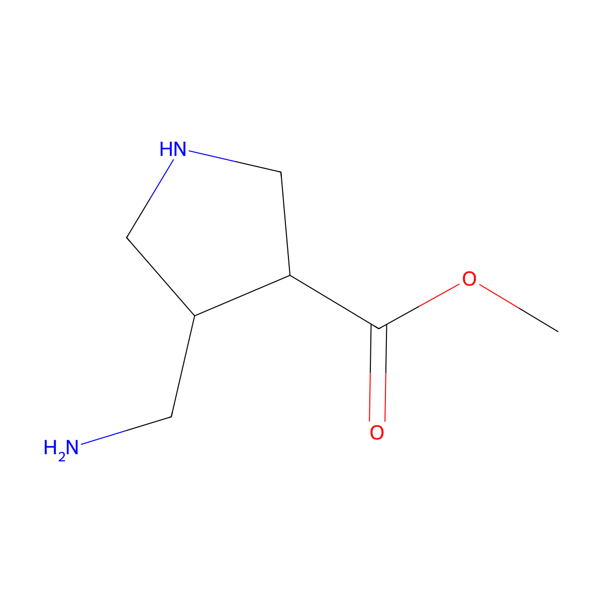 rac-methyl (3R,4S)-4-(aminomethyl)pyrrolidine-3-carboxylate molecular structure, CAS 2580103-89-3