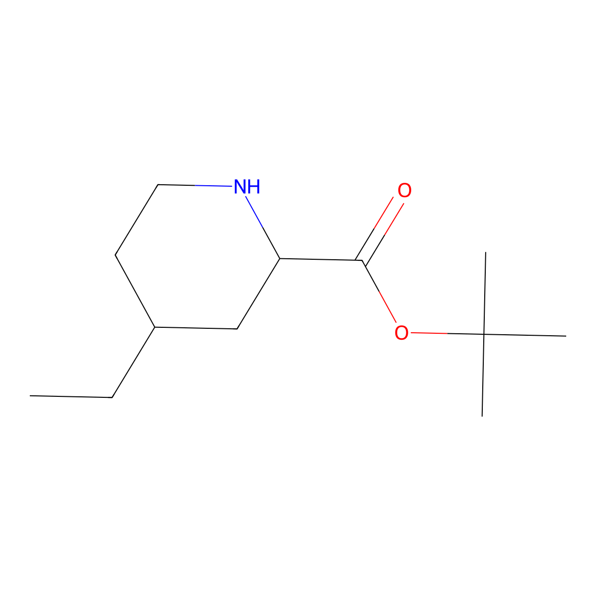 rac-tert-butyl (2R,4S)-4-ethylpiperidine-2-carboxylate molecular structure, CAS 2580103-97-3