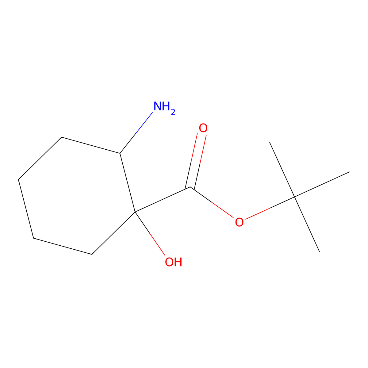 rac-tert-butyl (1R,2R)-2-amino-1-hydroxycyclohexane-1-carboxylate molecular structure, CAS 2580104-18-1