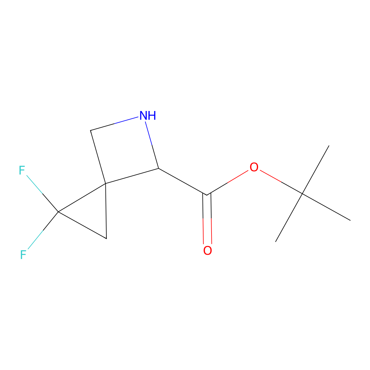 rac-tert-butyl (3R,4R)-1,1-difluoro-5-azaspiro[2.3]hexane-4-carboxylate molecular structure, CAS 2580104-22-7