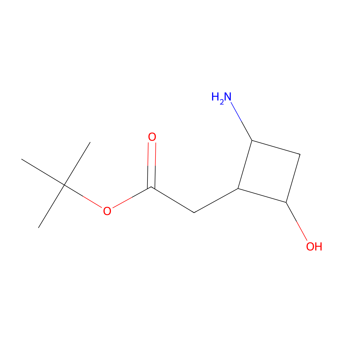 rac-tert-butyl 2-[(1R,2S,4R)-2-amino-4-hydroxycyclobutyl]acetate molecular structure, CAS 2580104-28-3