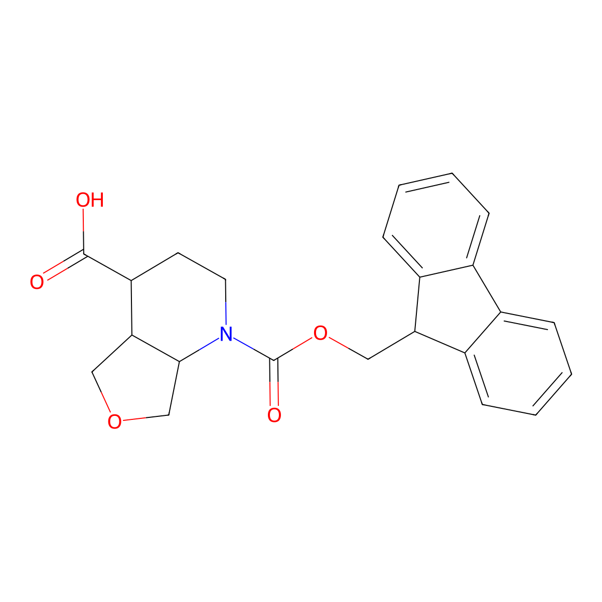rac-(4R,4aS,7aS)-1-{[(9H-fluoren-9-yl)methoxy]carbonyl}-octahydrofuro[3,4-b]pyridine-4-carboxylic acid molecular structure, CAS 2580104-32-9