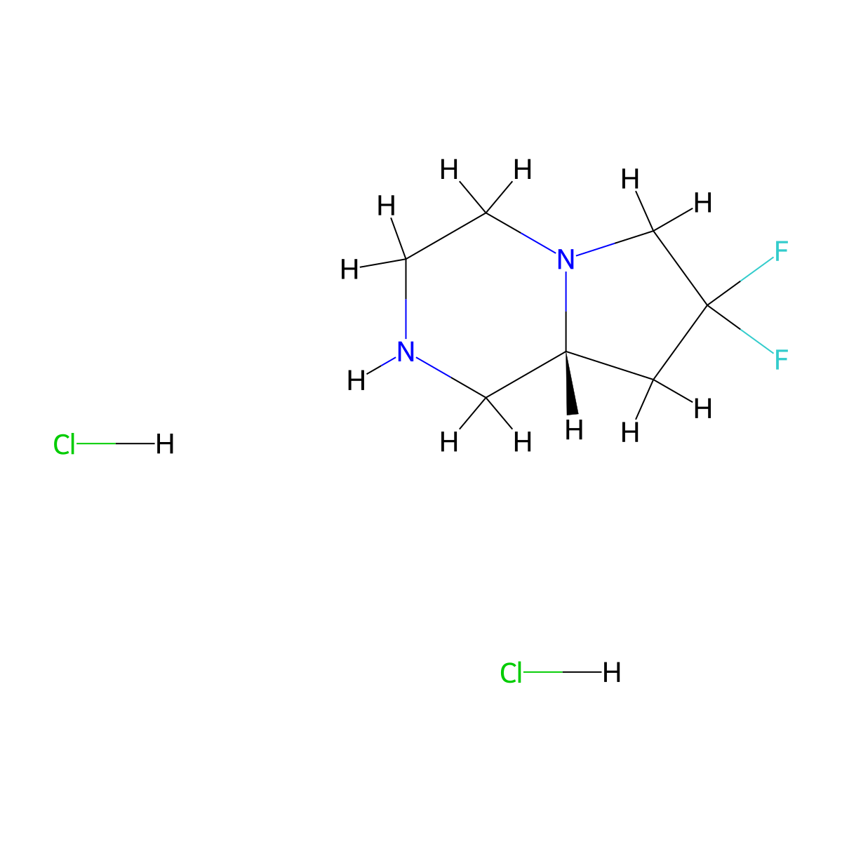 (R)-7,7-Difluorooctahydropyrrolo[1,2-a]pyrazine dihydrochloride molecular structure, CAS 2580104-42-1
