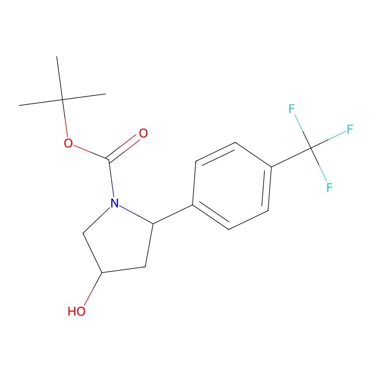 rac-tert-butyl (2R,4S)-4-hydroxy-2-[4-(trifluoromethyl)phenyl]pyrrolidine-1-carboxylate molecular structure, CAS 2580113-31-9