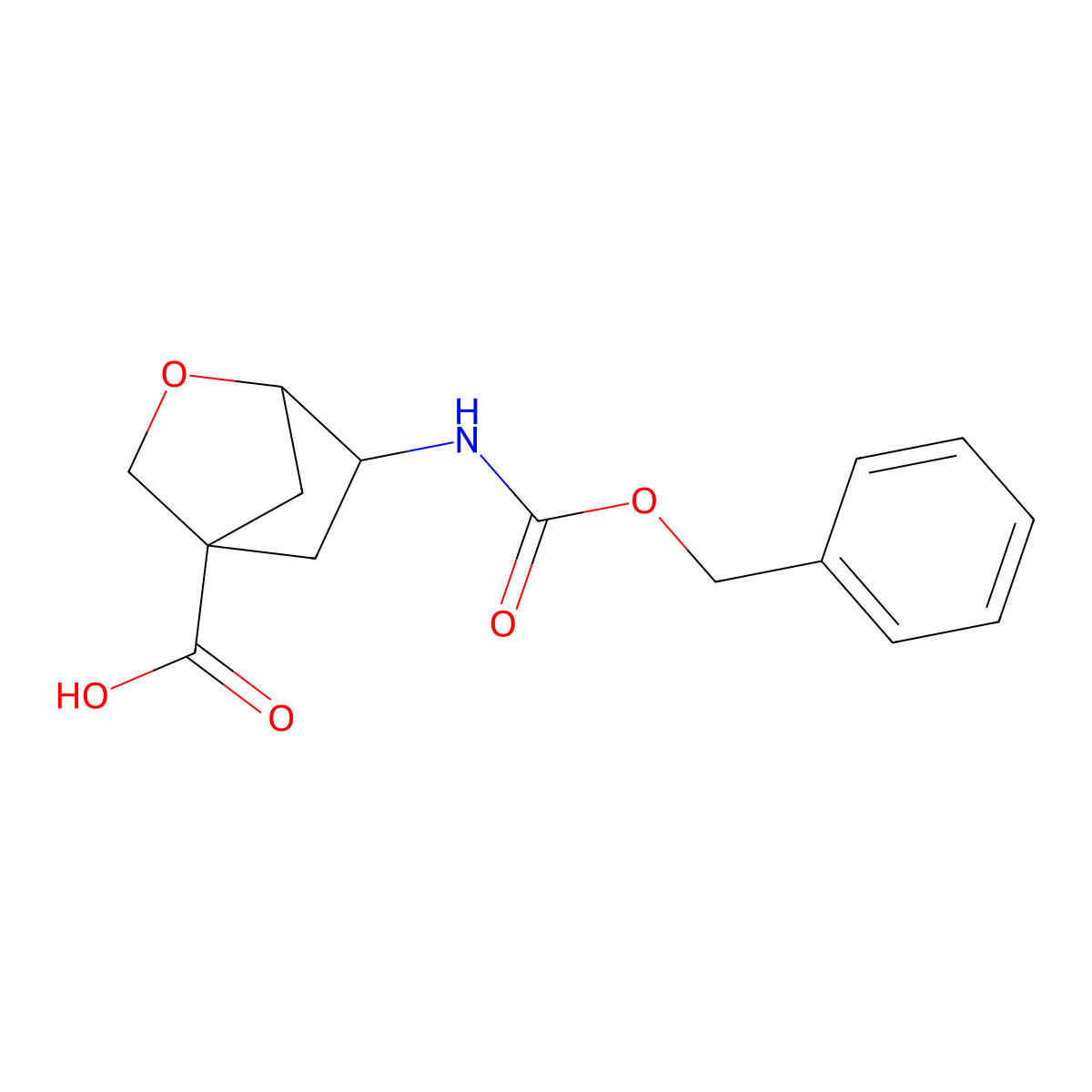 rac-(1R,4S,6R)-6-{[(benzyloxy)carbonyl]amino}-2-oxabicyclo[2.2.1]heptane-4-carboxylic acid molecular structure, CAS 2580113-41-1