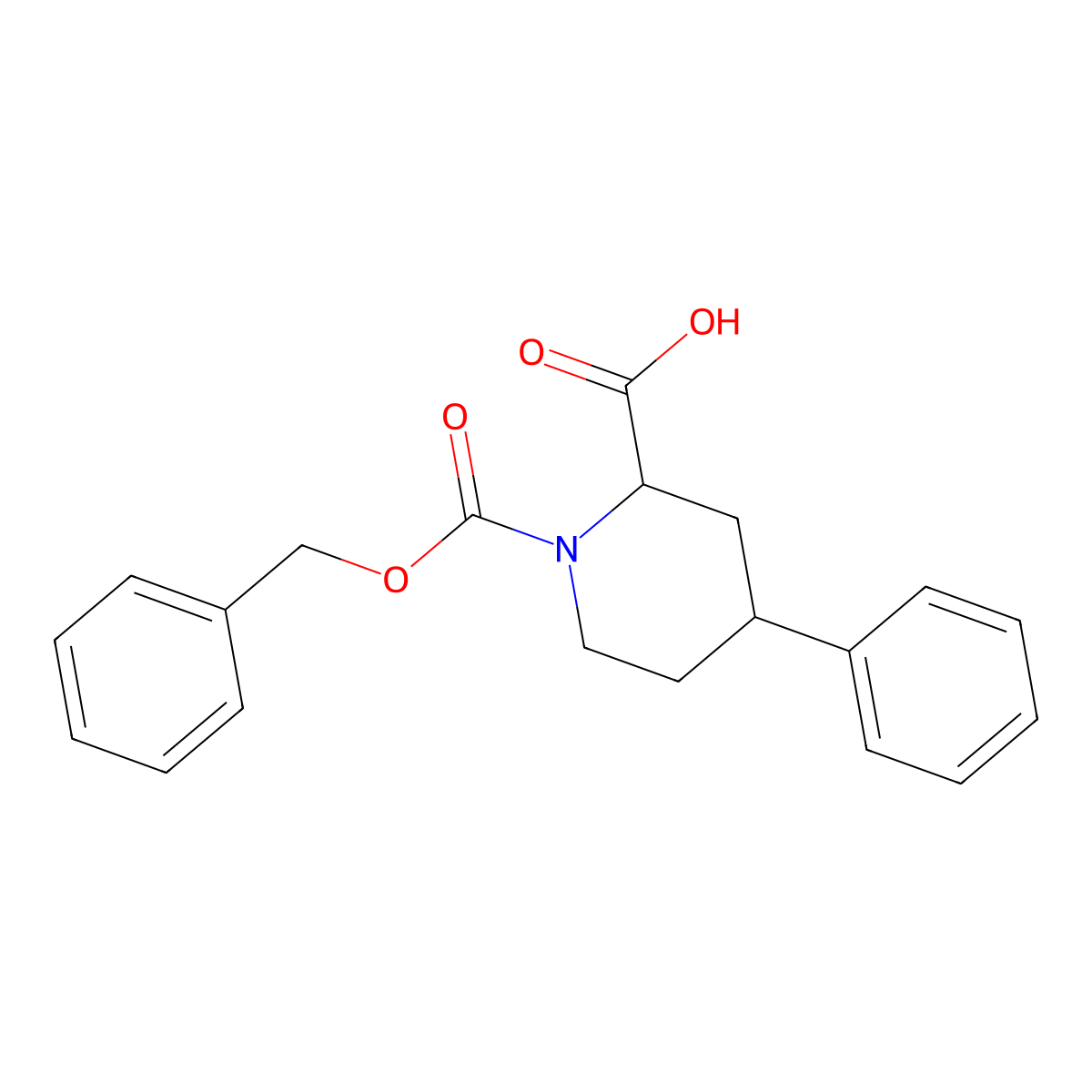 rac-(2R,4S)-1-[(benzyloxy)carbonyl]-4-phenylpiperidine-2-carboxylic acid molecular structure, CAS 2580113-46-6
