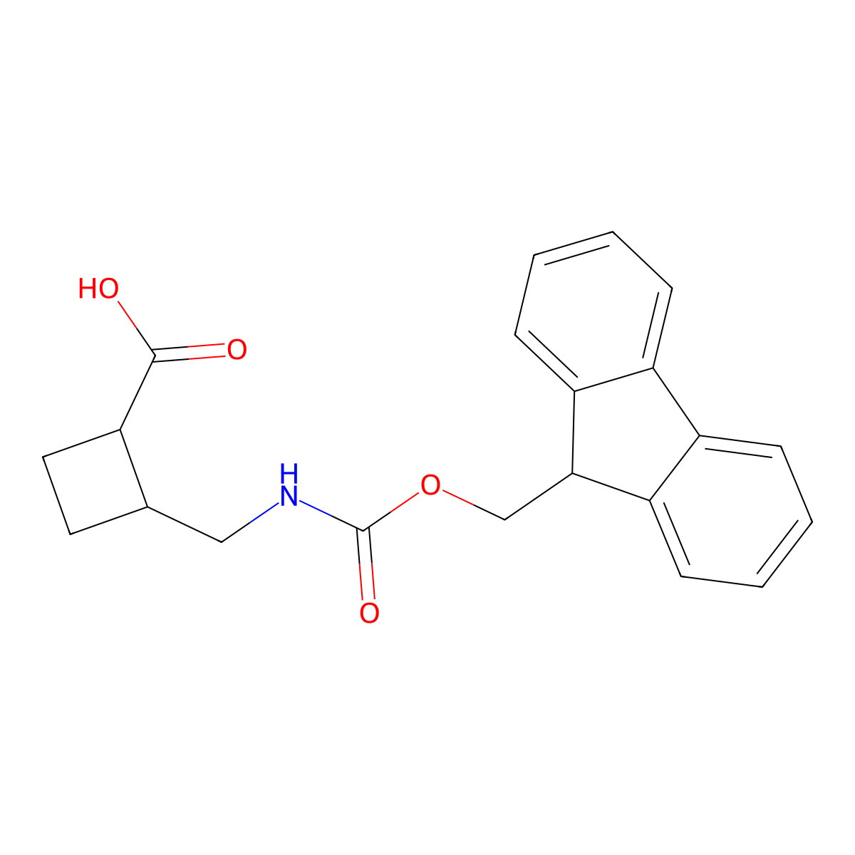 rac-(1R,2S)-2-[({[(9H-fluoren-9-yl)methoxy]carbonyl}amino)methyl]cyclobutane-1-carboxylic acid molecular structure, CAS 2580113-50-2