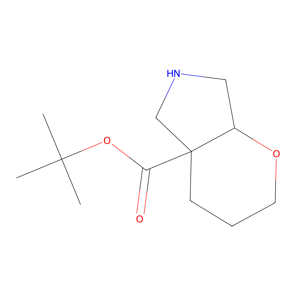 rac-tert-butyl (4aR,7aS)-octahydropyrano[2,3-c]pyrrole-4a-carboxylate molecular structure, CAS 2580113-59-1
