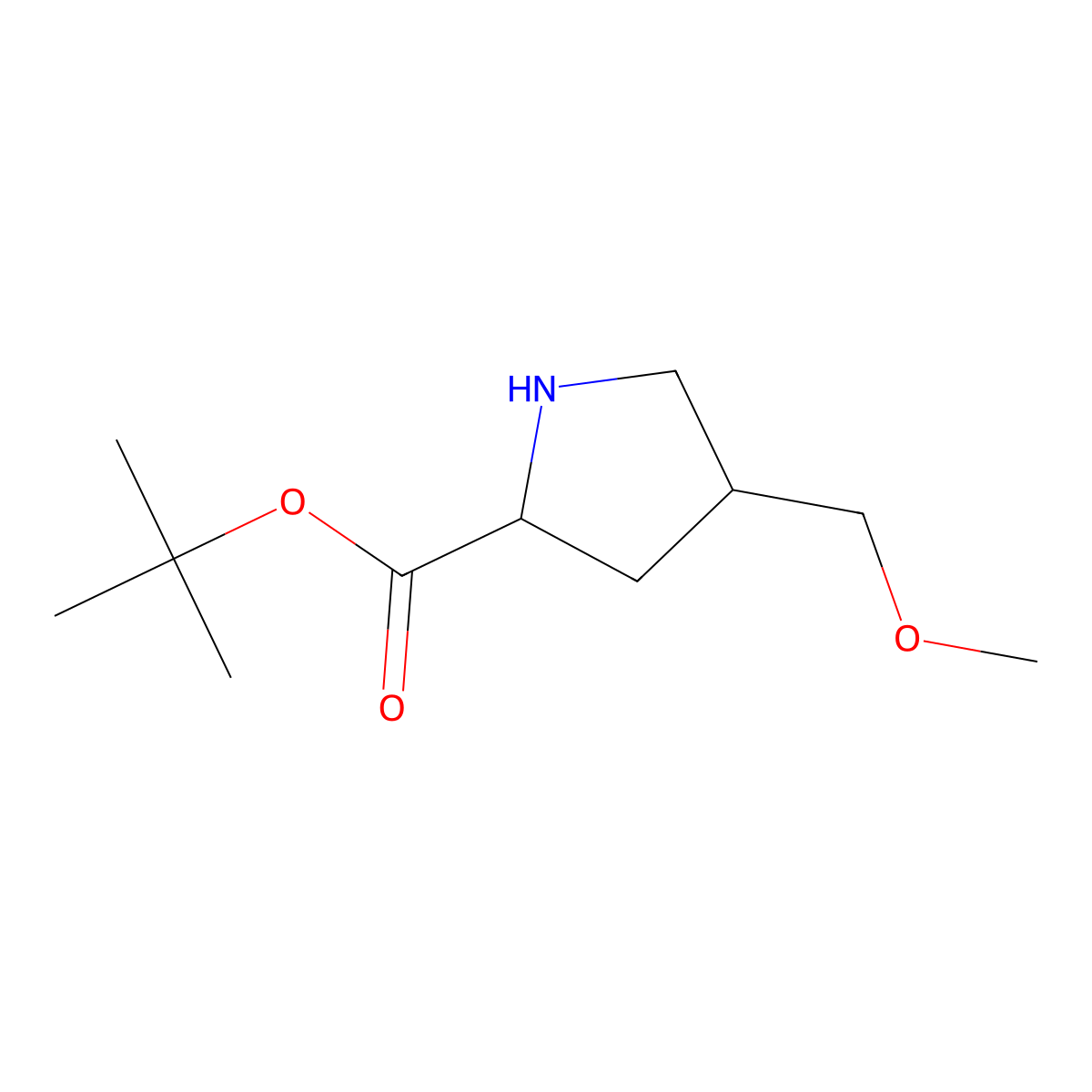 tert-butyl (2S,4S)-4-(methoxymethyl)pyrrolidine-2-carboxylate molecular structure, CAS 2580113-61-5