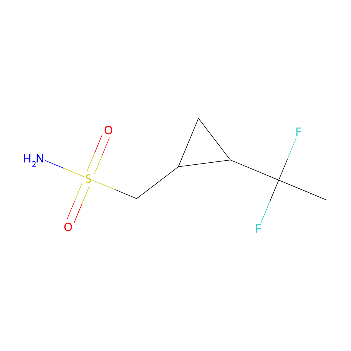 rac-[(1R,2R)-2-(1,1-difluoroethyl)cyclopropyl]methanesulfonamide molecular structure, CAS 2580113-63-7