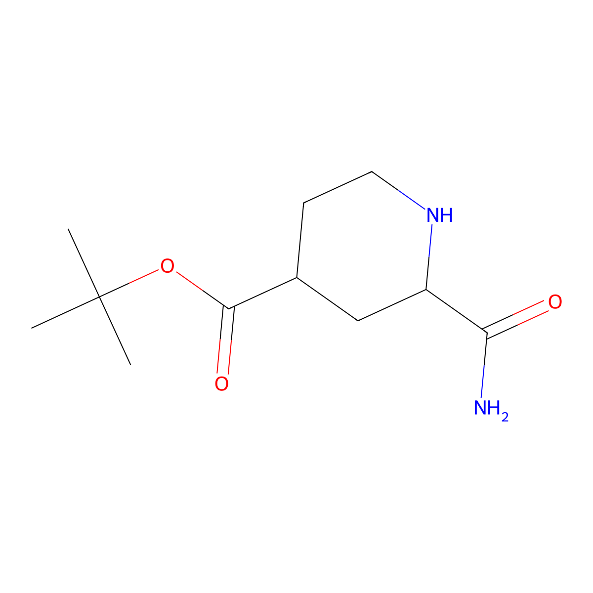 rac-tert-butyl (2R,4S)-2-carbamoylpiperidine-4-carboxylate molecular structure, CAS 2580113-71-7